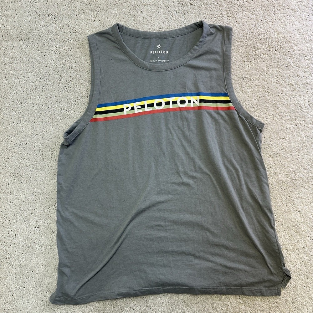 Peloton Women's Large Gray Tank Top Sleeveless Graphic Shirt